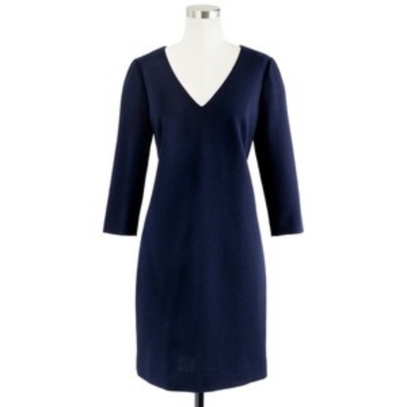 J. Crew Dresses & Skirts - J.CREW Wool Crepe Navy Blue Classic Shift Dress Size 2
